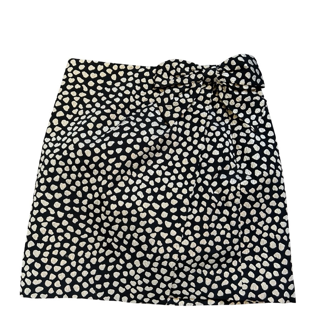 J. Crew Black and Gold Metallic Pebble Print Jacquard Wrap Skirt Size 4 - Picture 7 of 16